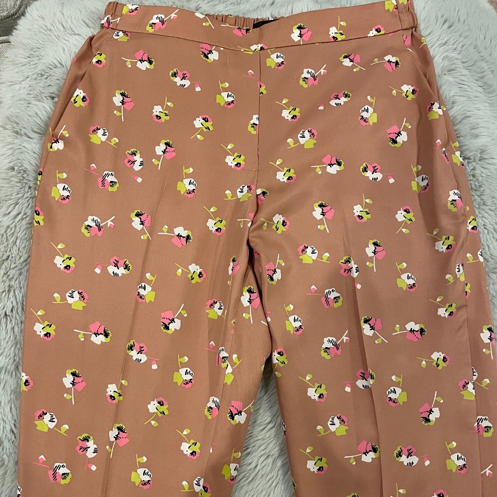 J Crew Falling Pansies Flower Slim Pull On Pants